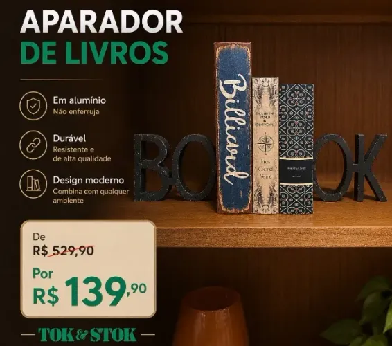 Aparador de livros em alumínio (não enferruja) Tok & Stok