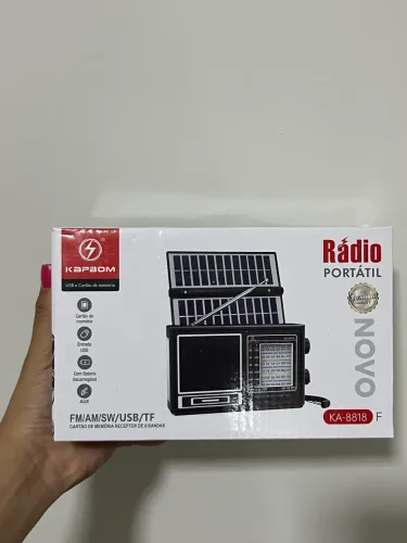 Caixa De Som Solar Bluetooth Radio Am Fm Com Lanterna Solar