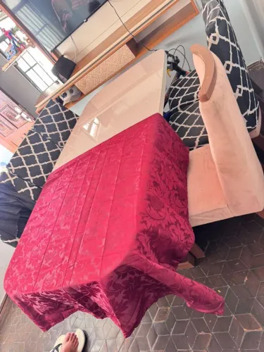 Mesa com 6 cadeira tampo de vidro
