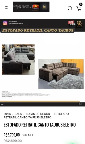 SOFA RETRÁTIL DE CANTO TAURUS S