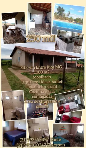 Vendo lindo sítio mobiliado na região de entre rios de minas !!!!
