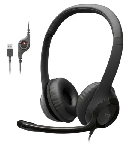 Headset Logitech H390 - Conector USB e redução de ruído, super confortável 