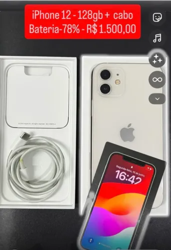 iPhone ? 12 128gb com cabo e caixa