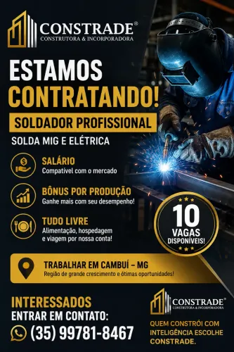10 vagas para soldador profissional