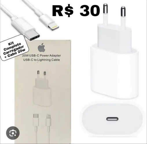 Kit Completo Carregador+ Cabo para iPhone R$ 30
