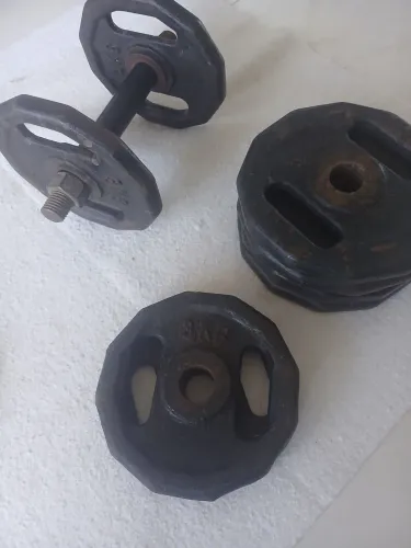Par de halteres reguláveis, 4 anilhas de 3kg e 4 anilhas de 5kg
