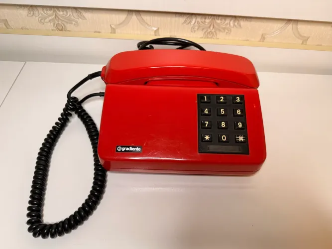 Telefone Antigo Gradiente Splice 78 MF Vermelho Funcionando Vintage Retrô