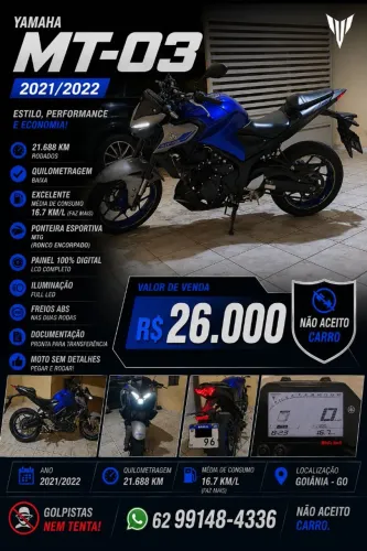 MT03 Azul 2021- Homem de Ferro - 21mil km - Ponteira MTG