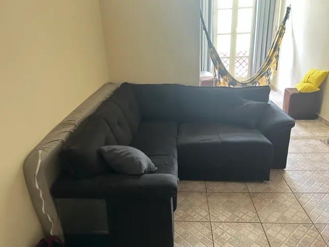 Sofa L preto 5 lugares