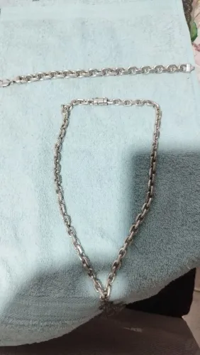 Conjunto corrente e pulseira prata 925 pesada modelo t.p Cartier.