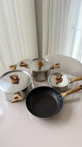 Jogo de Panelas Tramontina Brava Antiaderente Aço Inox Fundo Triplo