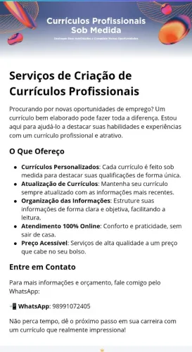 Criação de currículo
