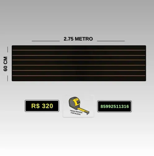 Painel expositor 2,75 metro canaletado preto (na foto tem preço e medidas) novo 