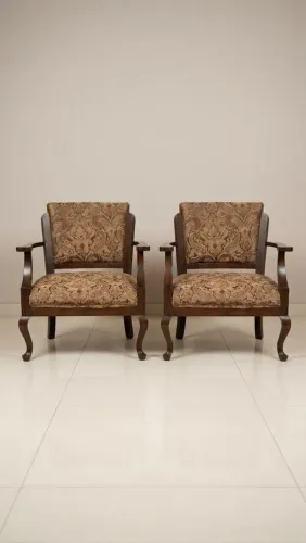 Cadeiras Clássicas Vintage em Madeira Maciça e Jacquard (Par)