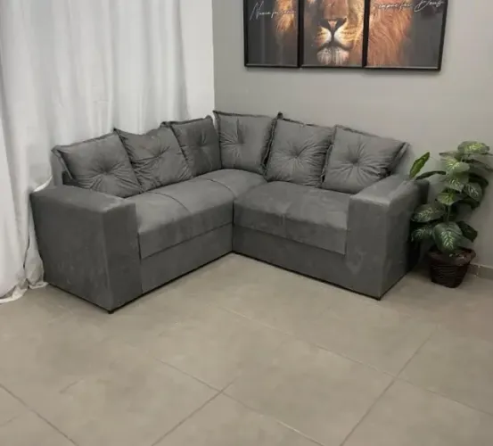 Sofá de Canto Living 180 Confort em Suede