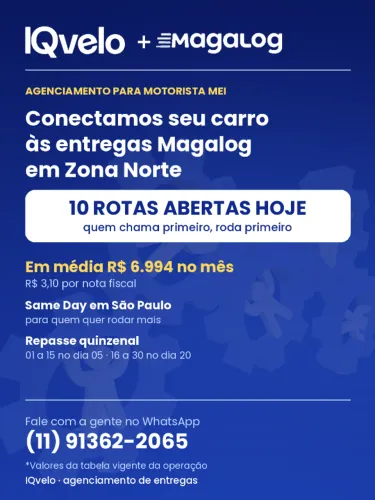 Motorista MEI com carro - entregas Magalog em São Paulo Zona Norte