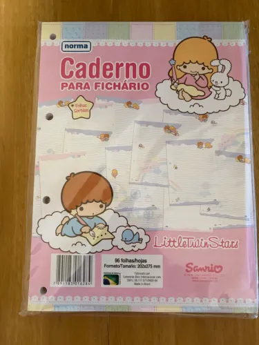 Refil fichário little twin stars 96 personalizadas. folhas. Vintage