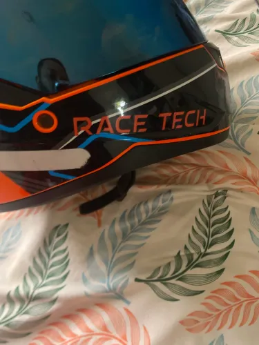 Capacete Race Tech Exílio Laranja/Azul - Excelente Estado
