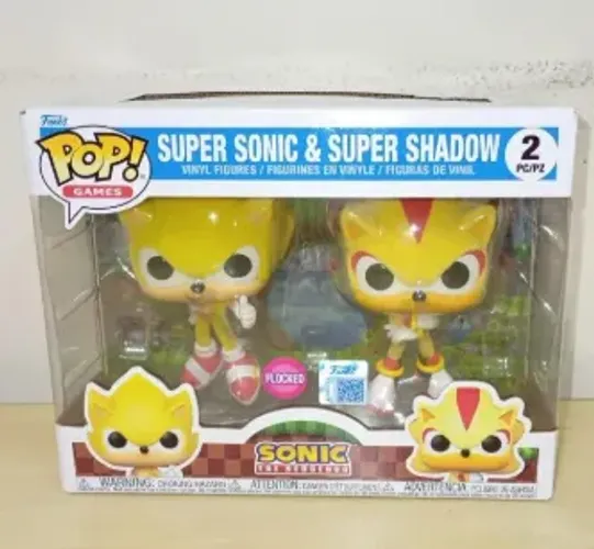 Funko Pop Super Sonic & Super Shadow Flocked