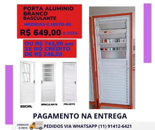 portas em aluminio L25 completa com fechadura embalada-frete a/c- cod8m