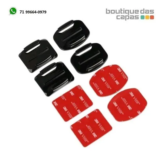 2 Base Reta, 2 Curva Para Gopro Adesivo 3m Total 4 Base