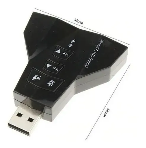 Placa Usb Som Virtual dupla entrada 7x1 Pc Notebook