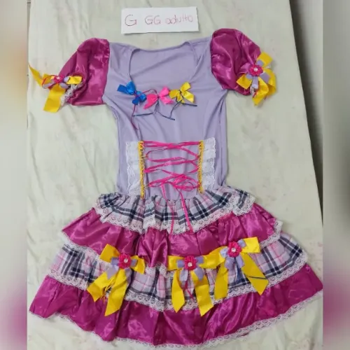 Vestido de festa junina adulto lilás GG
