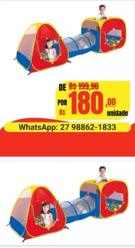 Tenda túnel infantil com 3 peças
