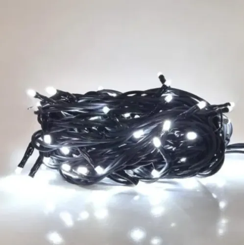 CORDAO NL 100 LEDS BRANCO C/ SEQ. 220V - FIO VERDE
