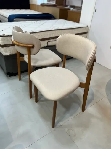 Conjunto de 4 Cadeiras de Jantar Encosto Ergonômico em Linho
