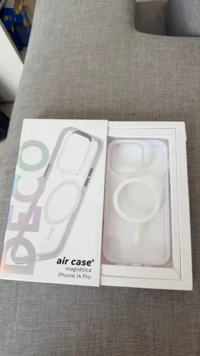 Capa para iPhone 14 Pro air case transparente com borda branca megsafe