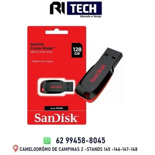 Pendrive 128gb Cruzer Blade Sandisk 2.0 Usb