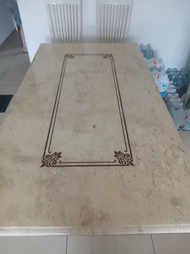 Mesa de mármore travertino 6 cadeiras 