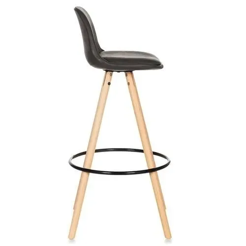 Banqueta Eames Luísa Preta Base Madeira - 97 cm