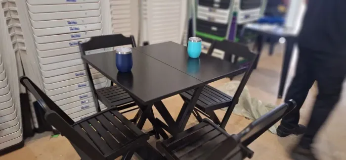 Jogo de mesa dobravel de madeira ipê