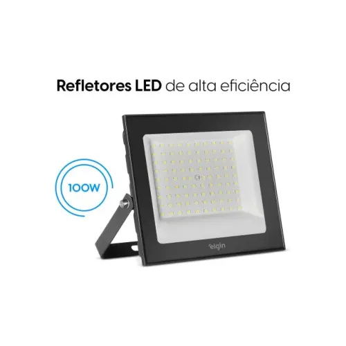 Noobi Informática | Refletor LED PRO 6500k Bivolt IP66 Elgin 100w