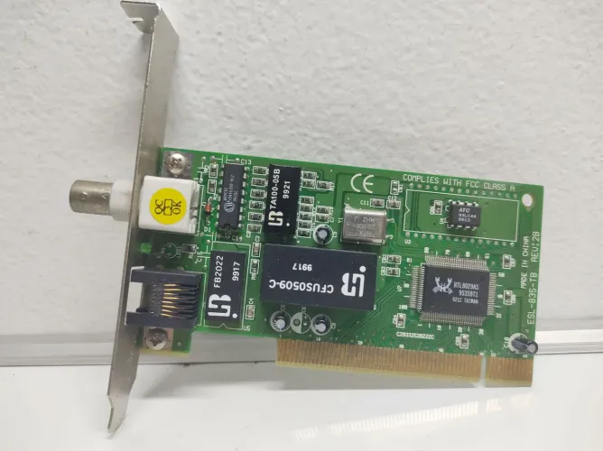 Placa de Rede PCI Ethernet 10 Mbps Crusoe RTL8029AS RJ45 + BNC