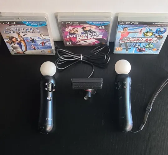 CÂMERA P/ PS3 + PAR MOVES + 3 JOGOS _TESTAMOS TUDO NA HORA _ SOMOS LOJA FÍSICA EM CAXIAS