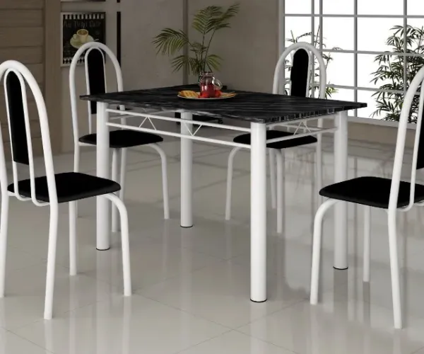 *Mesa Tubolar Granizo com Cadeiras. 1,20 cm Pronta Entrega