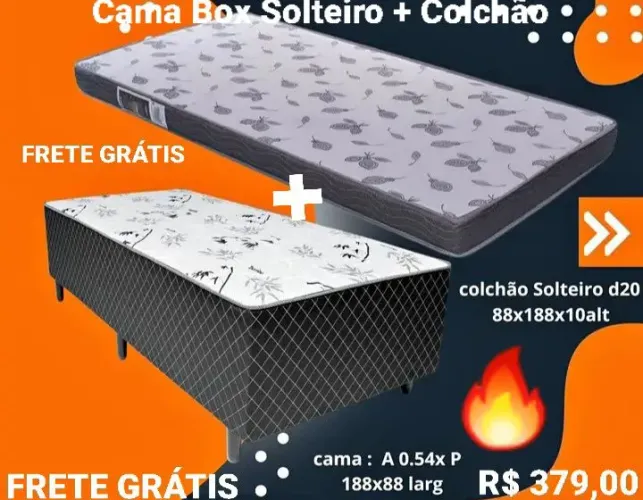 CAMA BOX SOLTEIRO COM COLCHÃO E FRETE GRÁTIS!!!!