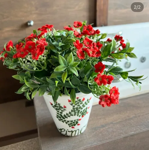 Vaso de planta artificial em louça decoração