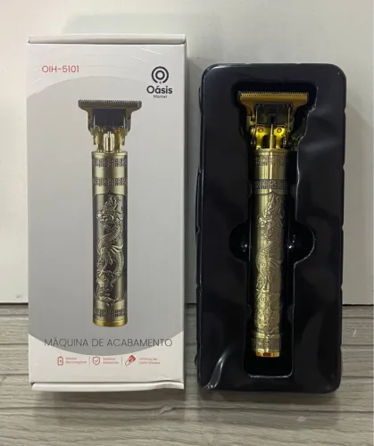 Máquina Profissional Dragão Acabamento Sem Fio Cabelo Barba Pezinho Personalizada Com