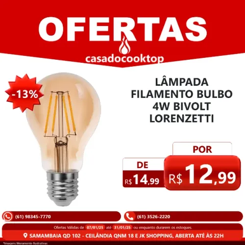 Lâmpada filamento bulbo 4w bivolt lorenzetti