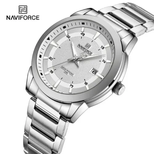Relógio Naviforce Clássico Masculino Quartzo Impermeável com Pulseira de Aço Inoxidável