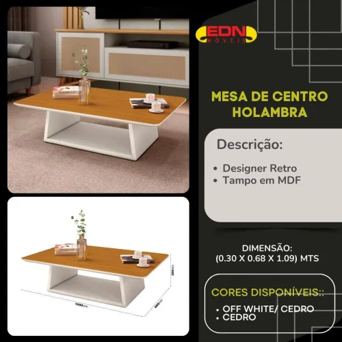 Mesa de Centro Holambra Designer Retro
