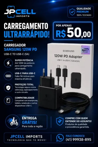 Carregador Completo Samsung tipo C - Entrega rápida