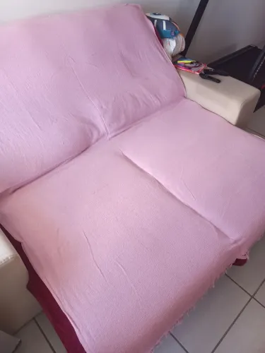 Manta algodão rosa para sofá 2,20x1.80m