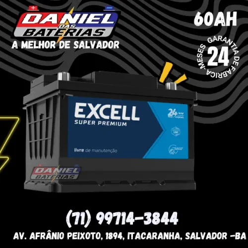 Bateria automotiva de 60 amperes Pioneiro - Daniel das Baterias A melhor de Salvador