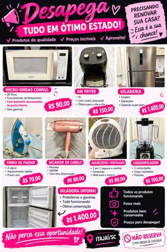 DESAPEGO | Eletrodomésticos a partir de R$ 70 | ITAJAÍ/SC