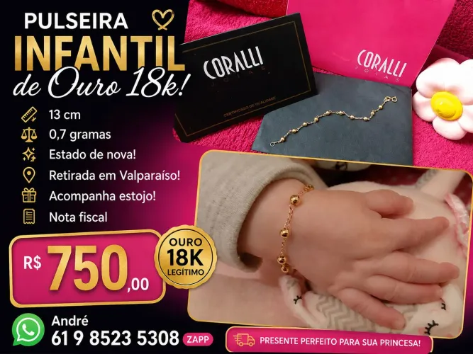 Vendo Pulseira Infantil de Ouro 18k!